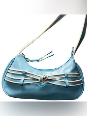 Light Blue Knot-Accent Shoulder Bag